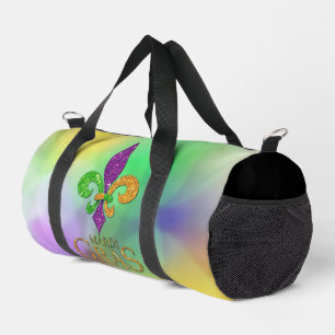 SlipperyJoe's festive Mardi Gras themed purple gre Duffle Bag