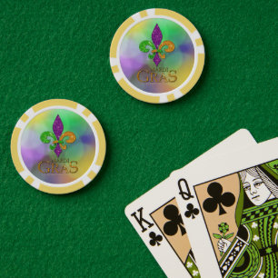 SlipperyJoe's festive Mardi Gras themed purple gre Poker Chips