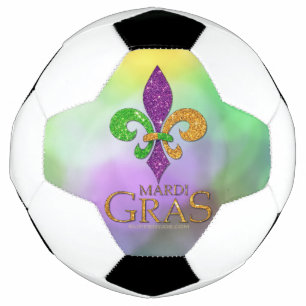 SlipperyJoe's festive Mardi Gras themed purple gre Soccer Ball