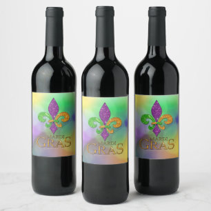 SlipperyJoe's festive Mardi Gras themed purple gre Wine Label