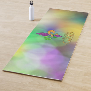SlipperyJoe's festive Mardi Gras themed purple gre Yoga Mat