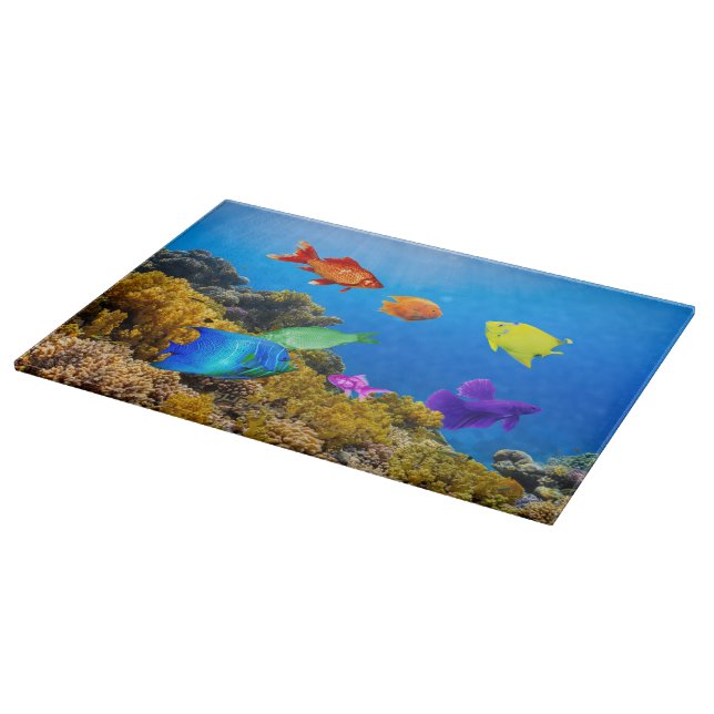SlipperyJoe's Fish Pride tropical green blue purpl Cutting Board (Corner)