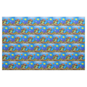SlipperyJoe's Fish Pride tropical green blue purpl Fabric