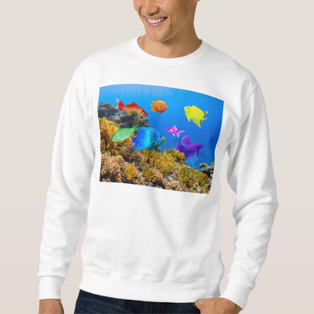 SlipperyJoe's Fish Pride tropical green blue purpl Sweatshirt (Front)