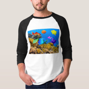 SlipperyJoe's Fish Pride tropical green blue purpl T-Shirt