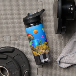 SlipperyJoe's Fish Pride tropical green blue purpl Water Bottle
