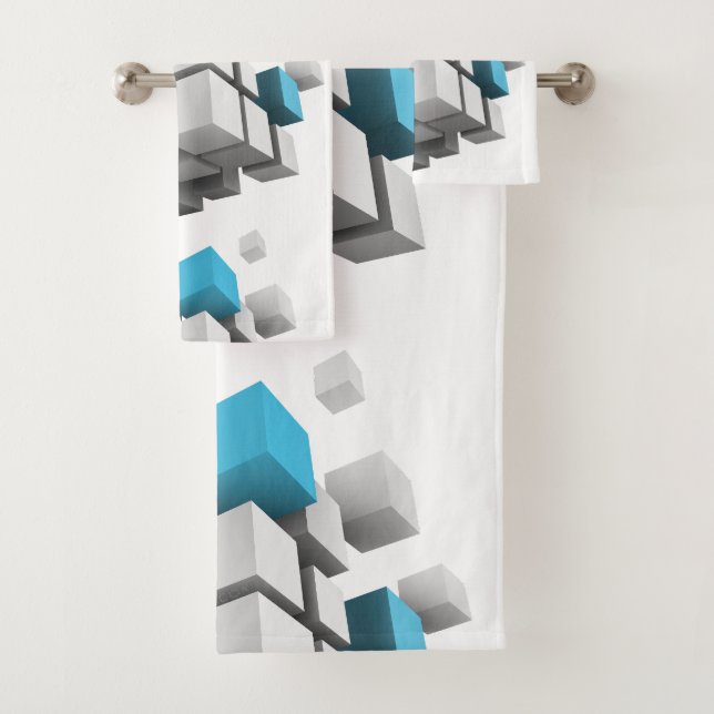 SlipperyJoe's floating cluster of cubes size varie Bath Towel Set (Insitu)