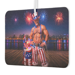 SlipperyJoe's Fourth of July celebration bare hair Car Air Freshener