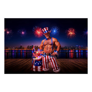 SlipperyJoe's Fourth of July celebration bare hair Poster
