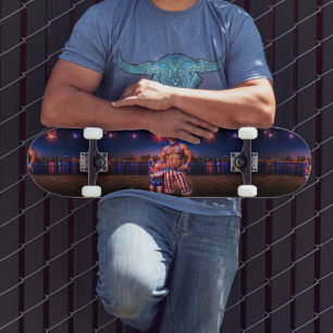 SlipperyJoe's Fourth of July celebration bare hair Skateboard