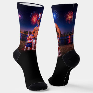SlipperyJoe's Fourth of July celebration bare hair Socks