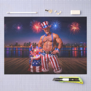SlipperyJoe's Fourth of July celebration bare hair Tissue Paper