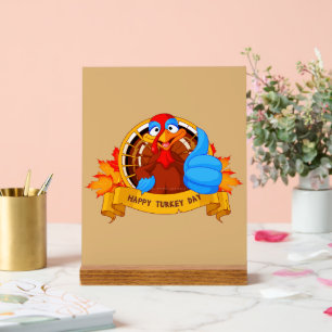 SlipperyJoe's fun cartoon-style Thanksgiving desig Acrylic Sign
