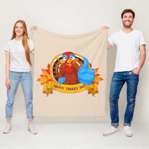 SlipperyJoe's fun cartoon-style Thanksgiving desig Fleece Blanket