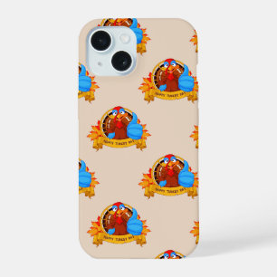 SlipperyJoe's fun cartoon-style Thanksgiving desig iPhone 15 Case