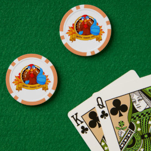 SlipperyJoe's fun cartoon-style Thanksgiving desig Poker Chips