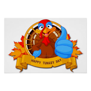 SlipperyJoe's fun cartoon-style Thanksgiving desig Poster