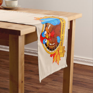 SlipperyJoe's fun cartoon-style Thanksgiving desig Short Table Runner