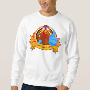 SlipperyJoe's fun cartoon-style Thanksgiving desig Sweatshirt