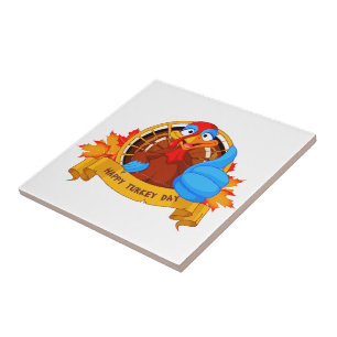 SlipperyJoe's fun cartoon-style Thanksgiving desig Tile