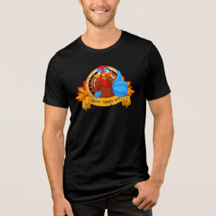 SlipperyJoe's fun cartoon-style Thanksgiving desig Tri-Blend Shirt