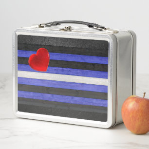 SlipperyJoe's Gay Leather Pride flag black royal b Metal Lunch Box