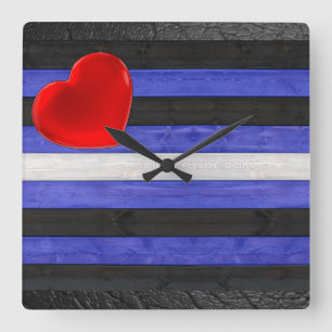 SlipperyJoe's Gay Leather Pride flag black royal b Square Wall Clock