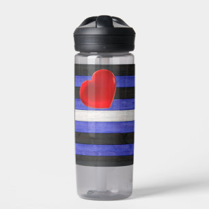 SlipperyJoe's Gay Leather Pride flag black royal b Water Bottle