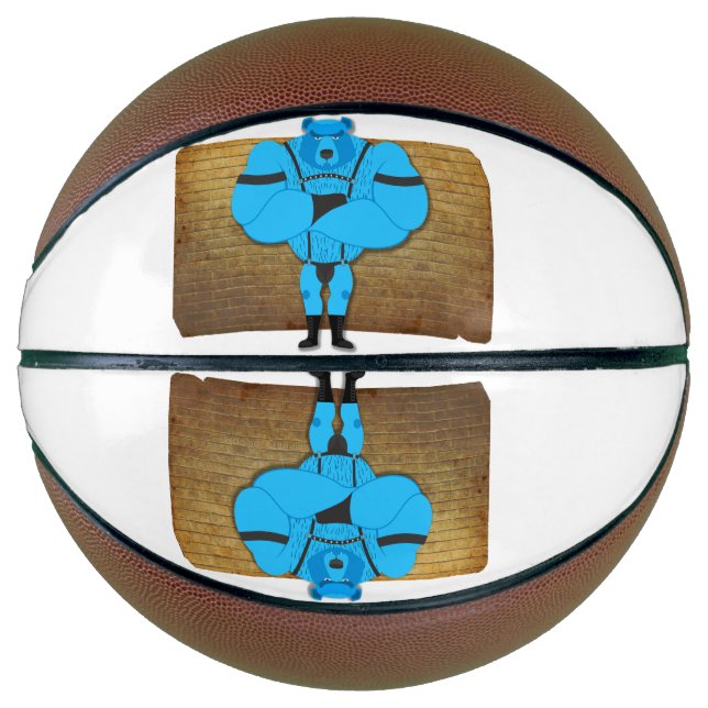 SlipperyJoe's gay muscle bear cartoon thong leathe Basketball (Front)