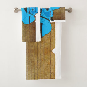 SlipperyJoe's gay muscle bear cartoon thong leathe Bath Towel Set