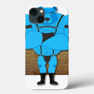 SlipperyJoe's gay muscle bear cartoon thong leathe iPhone 13 Case