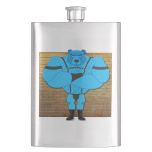 SlipperyJoe's gay muscle bear cartoon thong leathe Hip Flask