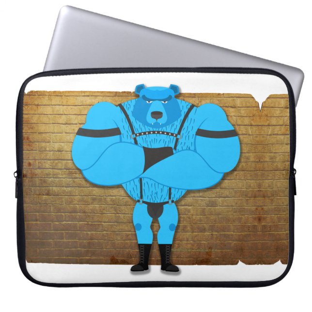 SlipperyJoe's gay muscle bear cartoon thong leathe Laptop Sleeve (Front)