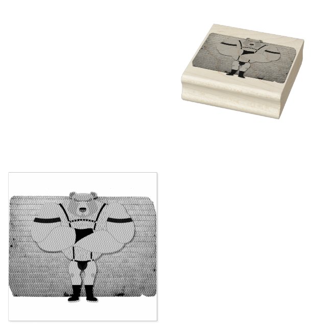 SlipperyJoe's gay muscle bear cartoon thong leathe Rubber Stamp (Stamped)