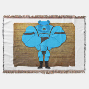 SlipperyJoe's gay muscle bear cartoon thong leathe Throw Blanket