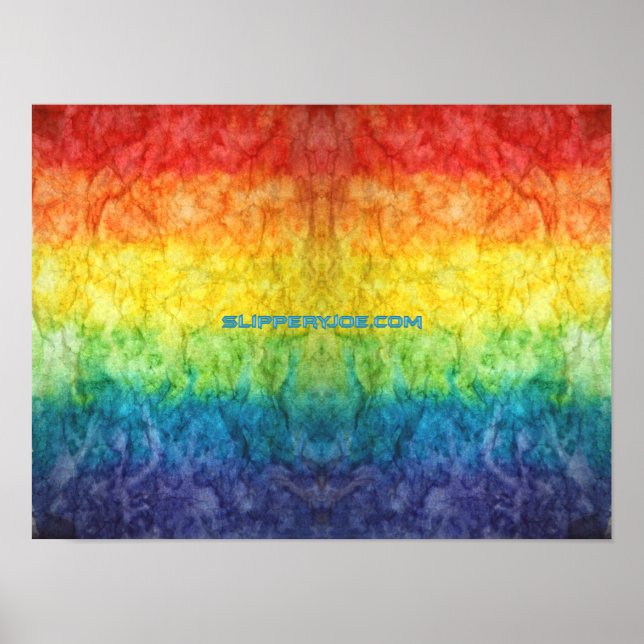 SlipperyJoe's gay pride flag rainbow colors tie-dy Poster (Front)