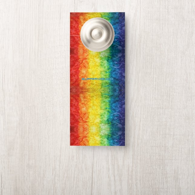 SlipperyJoe's gay pride flag rainbow colours tie-d Door Hanger (On Knob)