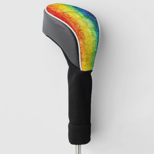SlipperyJoe's gay pride flag rainbow colours tie-d Golf Head Cover (Angled)