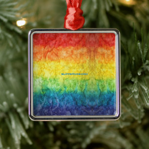 SlipperyJoe's gay pride flag rainbow colours tie-d Metal Tree Decoration