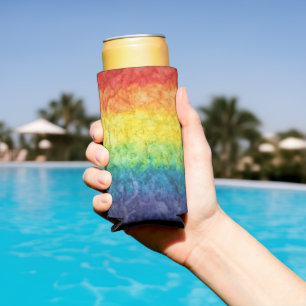 SlipperyJoe's gay pride flag rainbow colours tie-d Seltzer Can Cooler