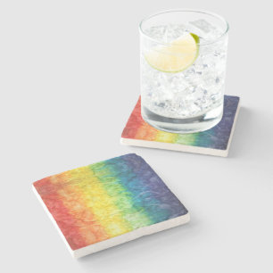 SlipperyJoe's gay pride flag rainbow colours tie-d Stone Coaster