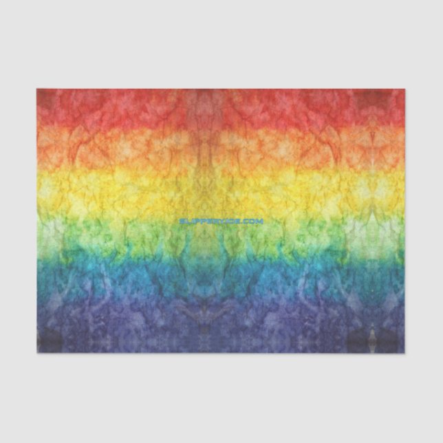 SlipperyJoe's gay pride flag rainbow colours tie-d Tissue Paper (Front)