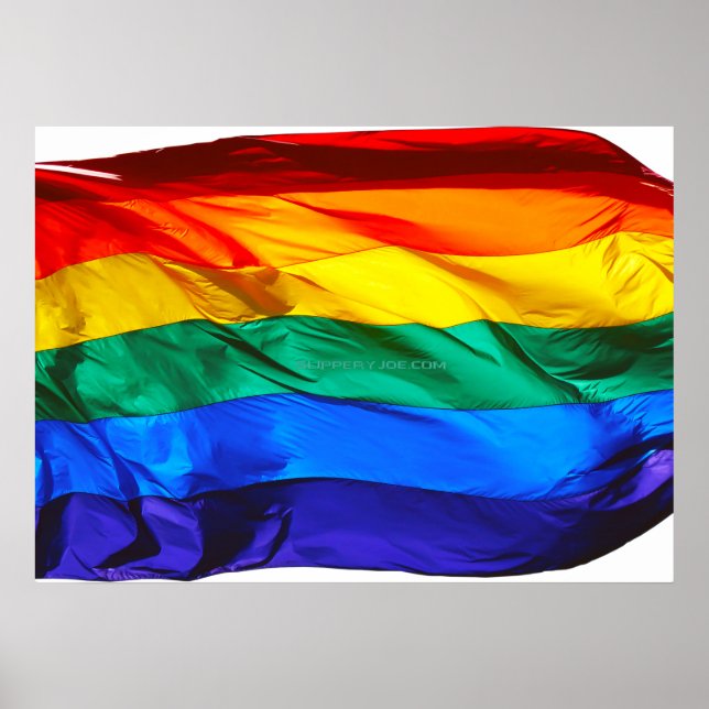 SlipperyJoe's gay pride flag waving pride colors v Poster (Front)