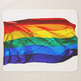 SlipperyJoe's gay pride flag waving pride colors v Sherpa Blanket