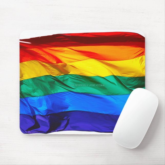 SlipperyJoe's gay pride flag waving pride colours  Mouse Pad (With Mouse)