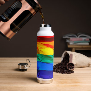 SlipperyJoe's gay pride flag waving pride colours Water Bottle