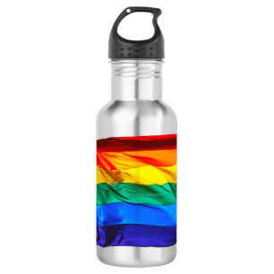 SlipperyJoe's gay pride flag waving red orange yel 532 Ml Water Bottle