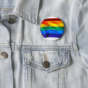 SlipperyJoe's gay pride flag waving red orange yel 6 Cm Round Badge