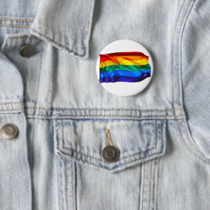 SlipperyJoe's gay pride flag waving red orange yel 6 Cm Round Badge