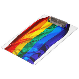 SlipperyJoe's gay pride flag waving red orange yel Clipboard